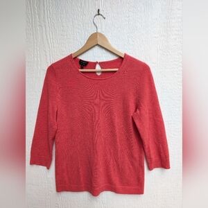 Talbots Pure Cashmere Coral Knit 3/4 Sleeve Sweater Women's Size Medium